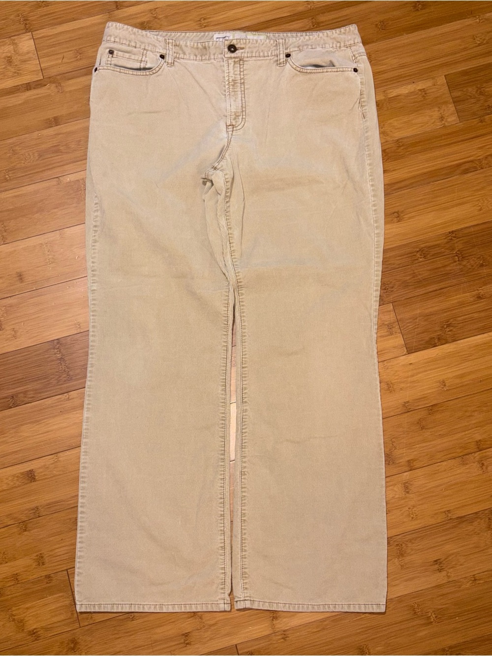 LOFT Ann Taylor Womens 16 Khaki Corduroy Original Boot Pants Stretch 37x31